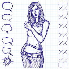 Image showing Sketch Cute Woman Shows Well Done