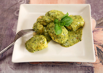 Image showing Gnocci with pesto