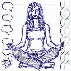 Image showing Sketch Woman Meditation In Lotus Pose