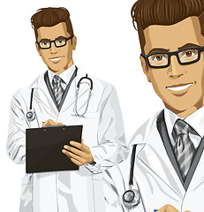 Image showing Vector Hipster Doctor Man With Clipboard