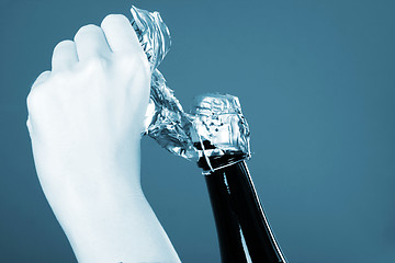 Image showing Opening champagne bottle