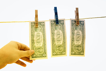 Image showing Dollars on the wire