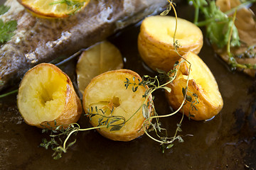 Image showing Baked Potatoes And Thyme