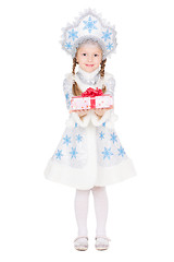 Image showing Little girl in snow maiden costume