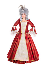 Image showing Woman in red queen dress