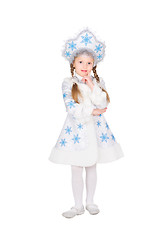 Image showing Little girl in snow maiden costume