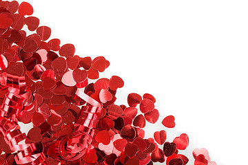 Image showing Red hearts confetti on white background