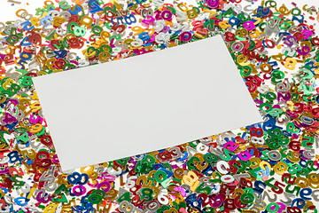 Image showing small color numbers confetti and empty card