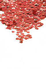 Image showing Red hearts confetti on white background