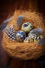 Image showing Easter still life with quail eggs