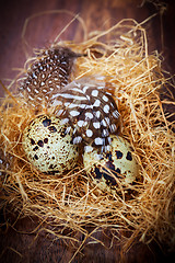 Image showing Easter still life with quail eggs