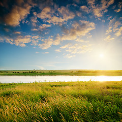 Image showing sunset over river