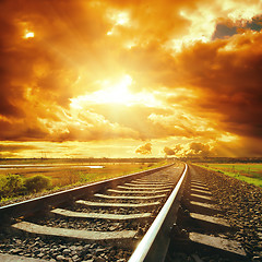 Image showing dramatic sky and railroad