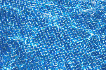 Image showing Wav ripples in a blue swimming pool