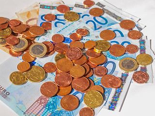 Image showing Euros coins and notes