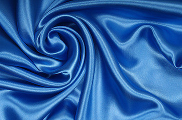 Image showing Smooth elegant blue silk as background 