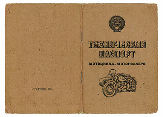 Image showing old soviet technical passport for motorbikes