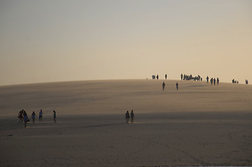 Image showing People on the dune top in Jericoacoara Beach