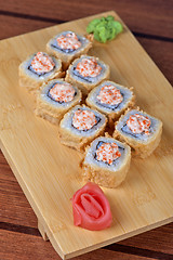 Image showing cream cheese and tobico sushi roll