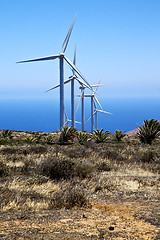Image showing africa wind turbines the isle of lanzarote spain 