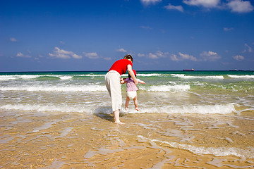 Image showing Mum with the child on the sea