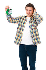 Image showing Man with alarm clock