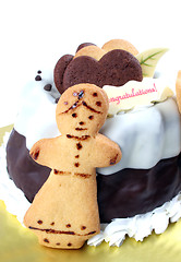 Image showing Chocolate cream cake isolated.