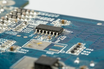 Image showing Close up of computer circuit motherboard