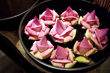 Image showing Pink lotus flowers (the background)