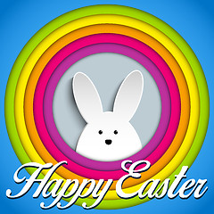 Image showing Happy Easter Rabbit Bunny on Rainbow Background