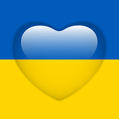 Image showing Ukraine Flag Heart Glossy Button