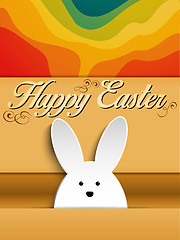 Image showing Happy Easter Rabbit Bunny on Rainbow Background