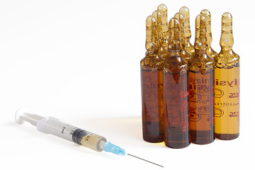 Image showing Preparation for an injection with ampoules or vials