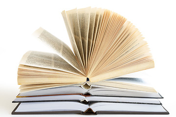 Image showing Stack of open books