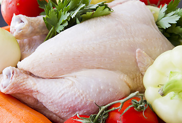 Image showing Raw chicken and vegetables 