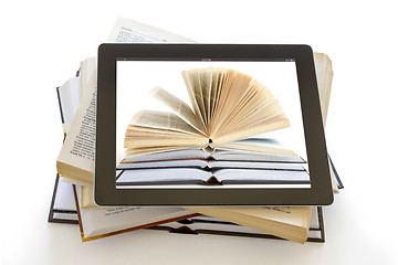 Image showing Open Books on digital tablet concept