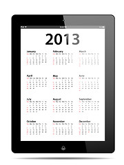 Image showing Calendar for 2013 in tablet PC