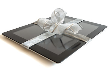 Image showing Digital tablet with christmas present