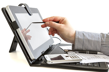 Image showing Business woman using digital tablet.