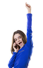 Image showing teenager girl talks on smart phone