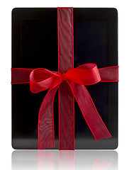 Image showing Digital tablet with christmas present