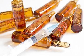 Image showing Preparation for an injection with ampoules or vials