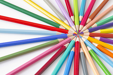 Image showing color pencils in a circle on white background