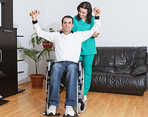 Image showing Physical therapist working with patient