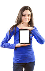 Image showing Happy teen girl with digital tablet