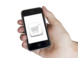 Image showing Modern touch white screen phone e-commerce