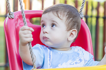 Image showing baby boy in swing