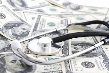 Image showing Money and stethoscope, medical insurance