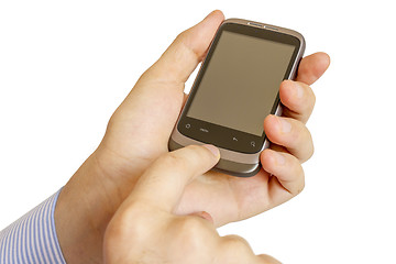 Image showing Holding Mobile Smart Phone In Hand