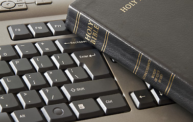 Image showing Holy Bible and keyboard